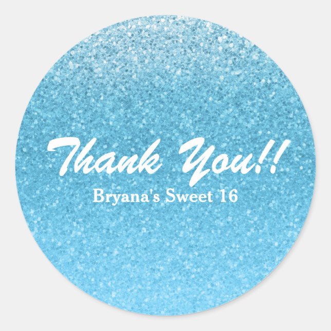 Adesivo Redondo Festa de 16 anos Sweet Blue de Conto de Fadas (Frente)