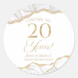 Adesivo Redondo Festa de 20 Anos de Casamento em Elegante Ágata de