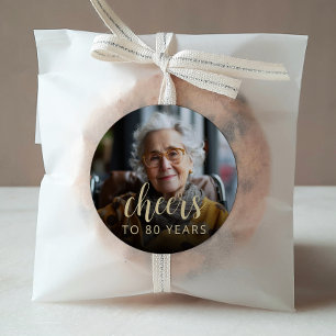 Adesivo Redondo Festa de 80 Anos Foto Comemoração