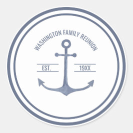 Adesivo Redondo Festa de Anchor Azul de Reunião Familiar
