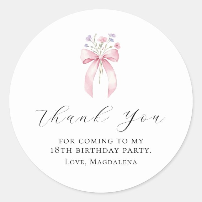 Adesivo Redondo festa de aniversário 18º Personalizado do Arco Obr (Frente)