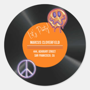 Adesivo Redondo Festa de aniversário 50 do Registro de Vintagem Re