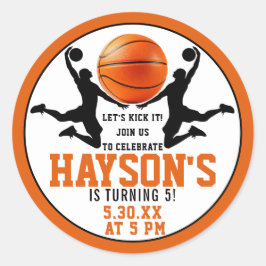 Adesivo Redondo festa de aniversário 5 de bola de laranja