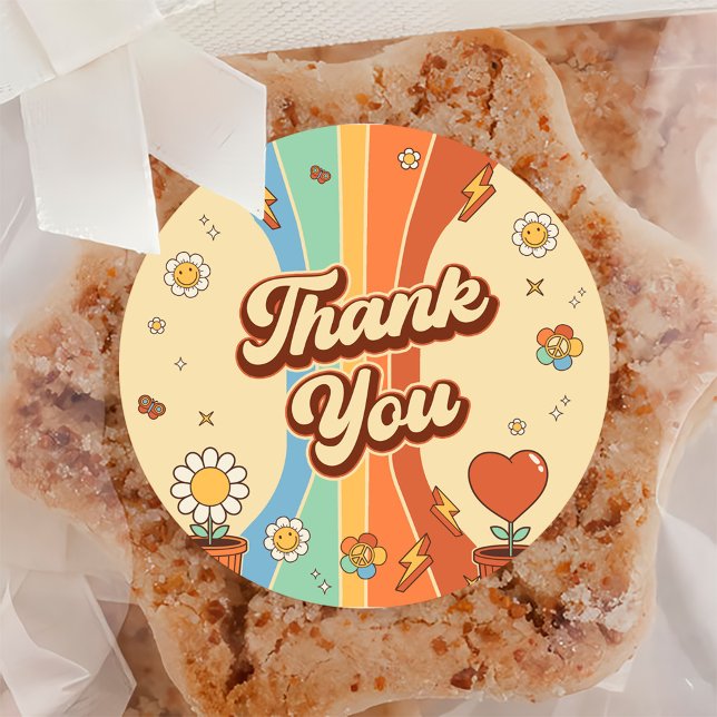 Adesivo Redondo Festa de aniversário 6 do Arco-Íris Retroativo (Criador carregado)