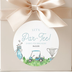 Adesivo Redondo Festa de aniversário Azul De Golfe Par-Tee De vamo