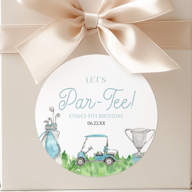 Adesivo Redondo Festa de aniversário Azul De Golfe Par-Tee De vamo (Criador carregado)