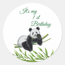 Adesivo Redondo Festa de aniversário Bamboo de Panda Verde