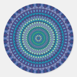 Adesivo Redondo Festa de aniversário Blue Mandala