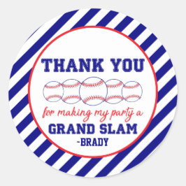 Adesivo Redondo Festa de aniversário Blue Striball Obrigado