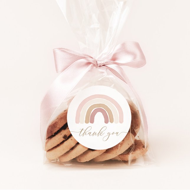 Adesivo Redondo Festa de aniversário Boho Rainbow (Criador carregado)