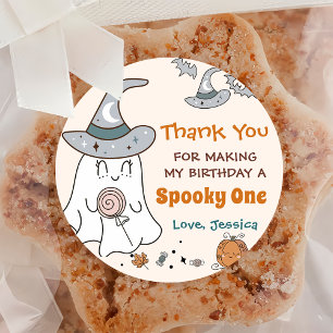 Adesivo Redondo Festa de Aniversário Bonita do Halloween