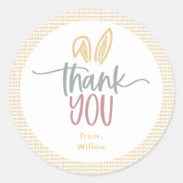 Adesivo Redondo Festa de aniversário Bunny Obrigado