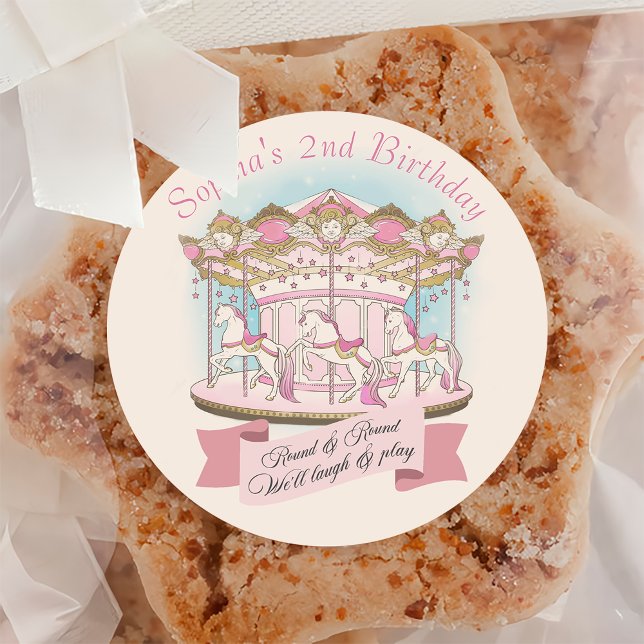Adesivo Redondo Festa de aniversário Carrossel Circus Carnival (Criador carregado)