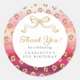 Adesivo Redondo Festa de aniversário Cheetah Leopardo Obrigado