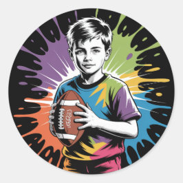 Adesivo Redondo Festa de aniversário Color Splash Football Boy