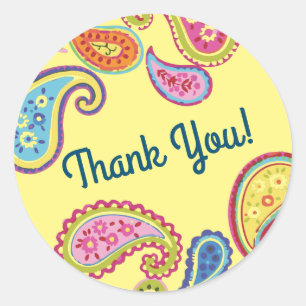 Adesivo Redondo Festa de aniversário Colorida Paisley Cute do Marr
