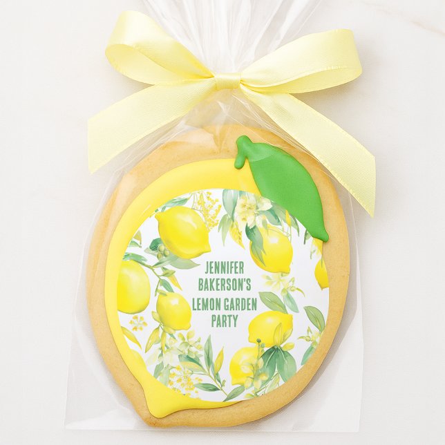 Adesivo Redondo Festa de Aniversário com Padrão de Limão em Aquare (Watercolor Lemon Pattern Birthday Party Classic Round Sticker
)