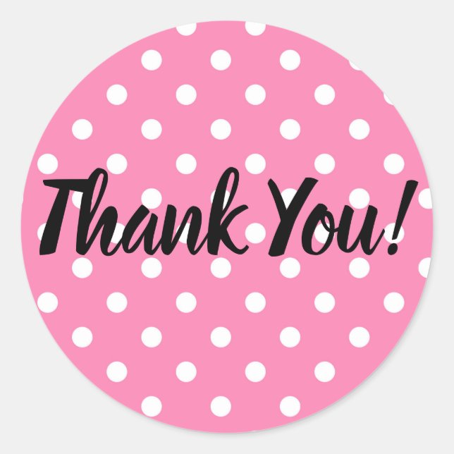 Adesivo Redondo Festa de Aniversário com Pontos Rosa e Branco (Frente)