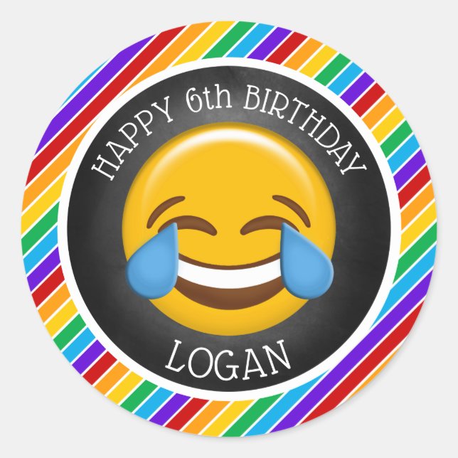 Adesivo Redondo Festa de aniversário Cute Emoji (Frente)