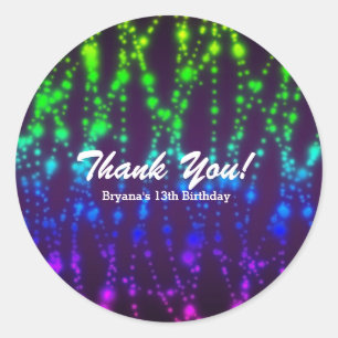 Adesivo Redondo Festa de aniversário da faísca das luzes de néo