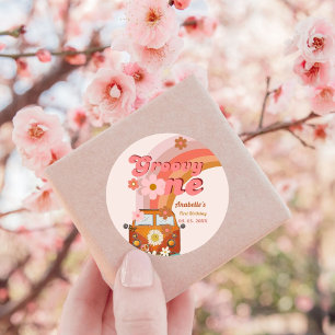 Adesivo Redondo Festa de aniversário da Flor de Margarida Uma na G