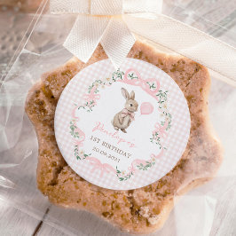 Adesivo Redondo Festa de Aniversário da Menina Balão Coelho com La