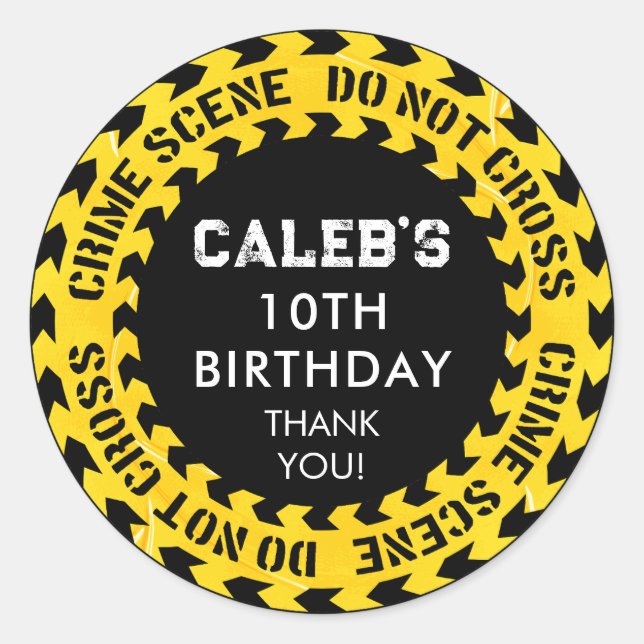 Adesivo Redondo Festa de Aniversário da Polícia Cena do Crime Não  (Frente)