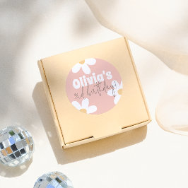 Adesivo Redondo Festa de aniversário da Rapariga da Margarida Retr