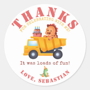 Adesivo Redondo Festa de aniversário da Tripulação do Dinossauro