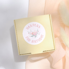 Adesivo Redondo Festa de aniversário das Garotas Rosa Fairytales