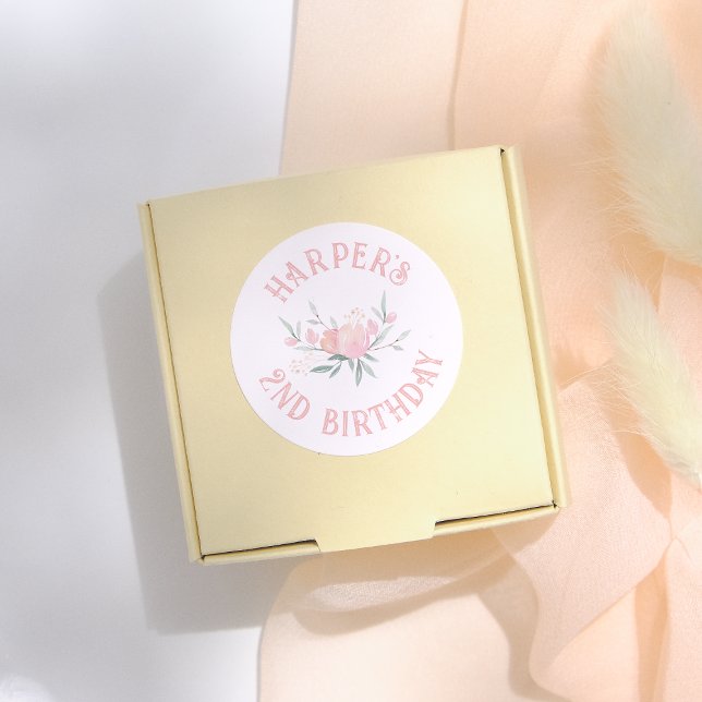 Adesivo Redondo Festa de aniversário das Garotas Rosa Fairytales (Criador carregado)