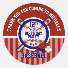 Adesivo Redondo Festa de Aniversário de 00 Anos - Beisebol - Obrig