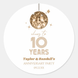 Adesivo Redondo Festa de Aniversário de 10 Anos de Casamento Disco