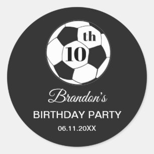 Adesivo Redondo Festa de Aniversário de 10 anos Futebol Meninos Pr