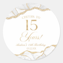 Adesivo Redondo Festa de aniversário de 15 de Agate Dourado Elegan