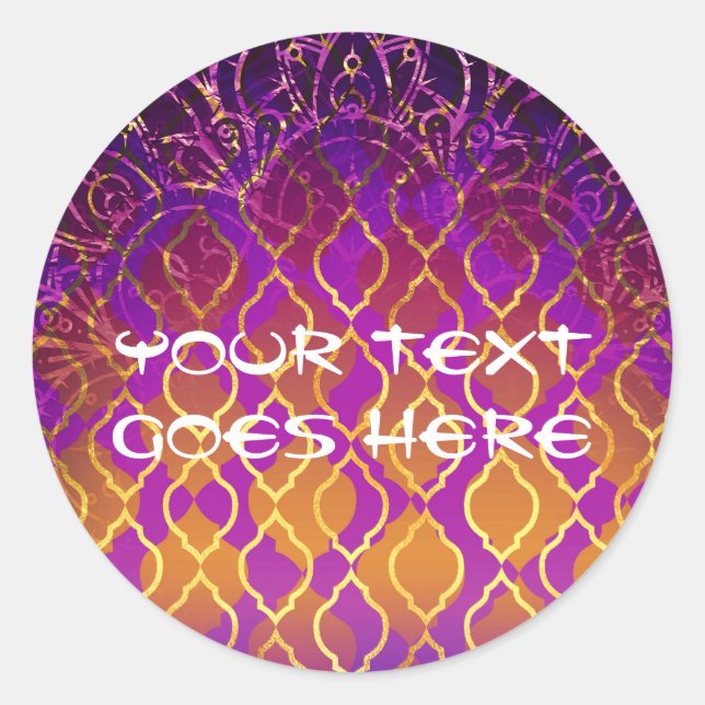 Adesivo Redondo Festa de Aniversário de 16 Anos Gold Palace Arabia (Frente)