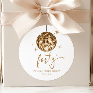 Adesivo Redondo Festa de Aniversário de 40 anos Bola de Discoteca 