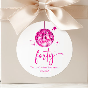 Adesivo Redondo Festa de Aniversário de 40 anos Bola de Discoteca 