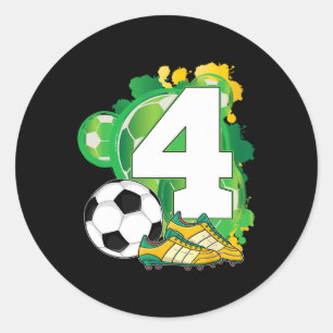 Adesivo Redondo Festa de Aniversário de 4 Anos Tema Futebol Menino