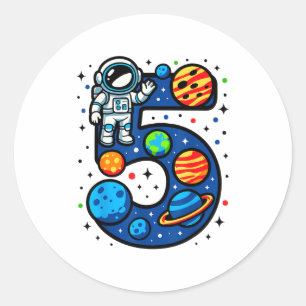 Adesivo Redondo Festa de Aniversário de 5 anos do Astronauta Menin