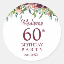 Festa de Aniversário de 60 anos Burgundy Marsala F