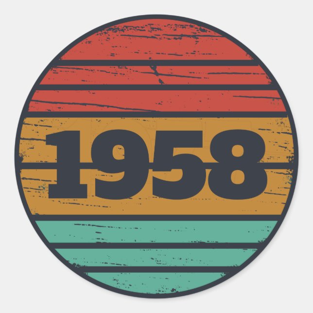 Adesivo Redondo Festa de aniversário de 65ª safra personalizada (Frente)