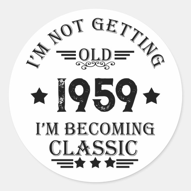 Adesivo Redondo Festa de aniversário de 65ª safra personalizada (Frente)