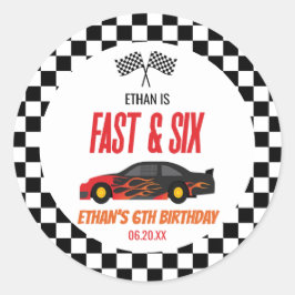Adesivo Redondo Festa de aniversário de 6 de Carros de Corrente Fl