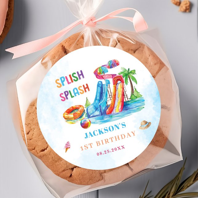 Adesivo Redondo Festa de aniversário de abertura do deslizamento d (Criador carregado)