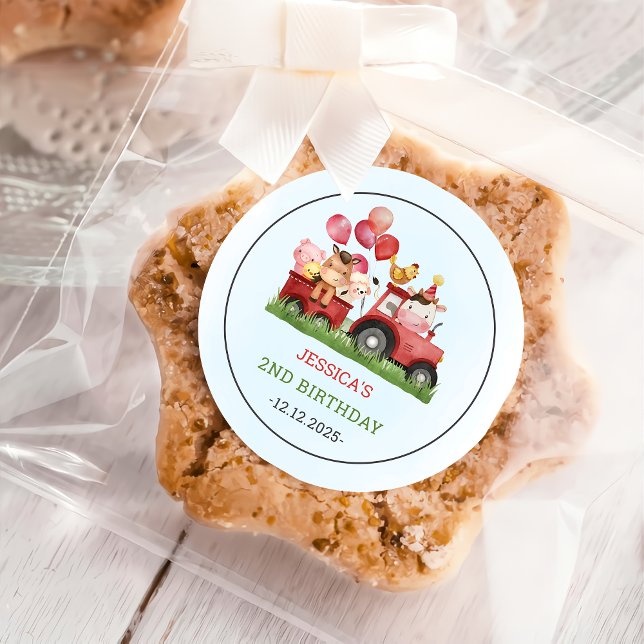 Adesivo Redondo Festa de aniversário de animais de criação (Criador carregado)