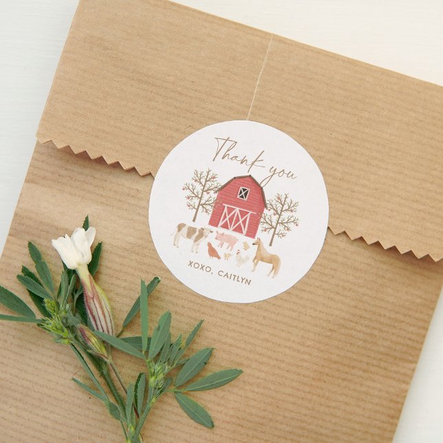 Adesivo Redondo Festa de aniversário de animais de exploração (Criador carregado)