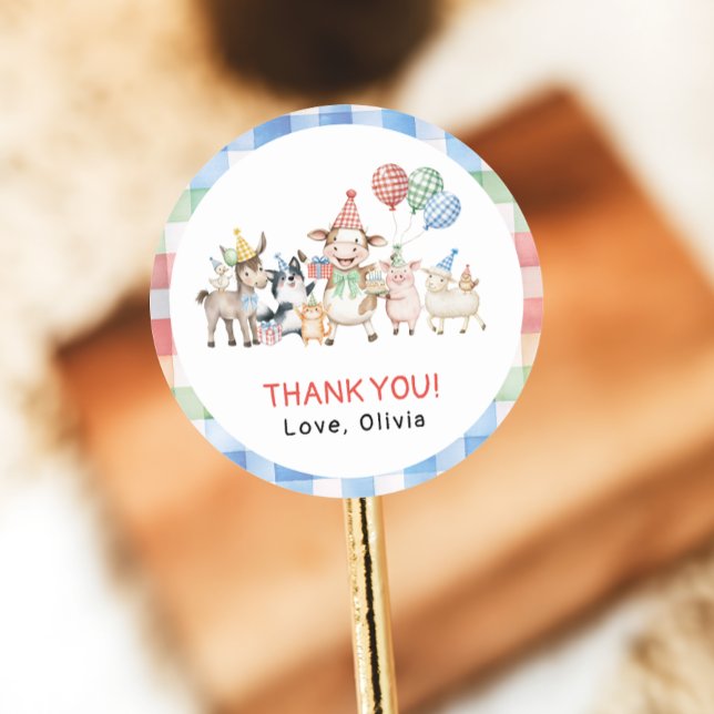 Adesivo Redondo Festa de aniversário de Aniversário de Animais de  (Criador carregado)