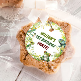 Adesivo Redondo Festa de aniversário de Apresentação de Répteis