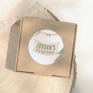 Adesivo Redondo Festa de aniversário de Aventura ao Ar Livre